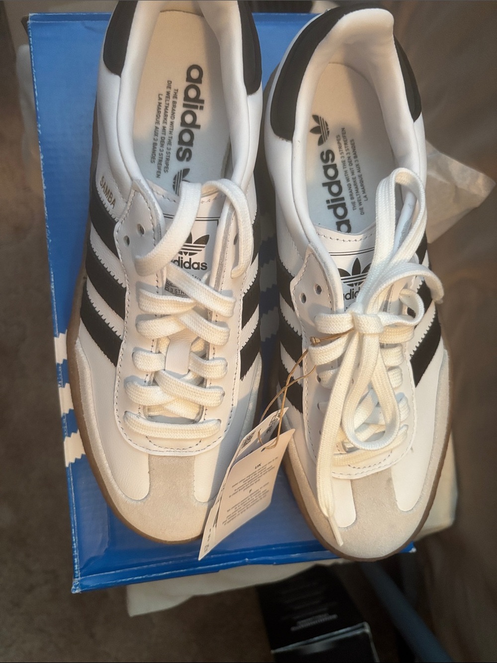 adidas Samba White Black Gum Classic Athletic Shoes - Picture 2 of 6